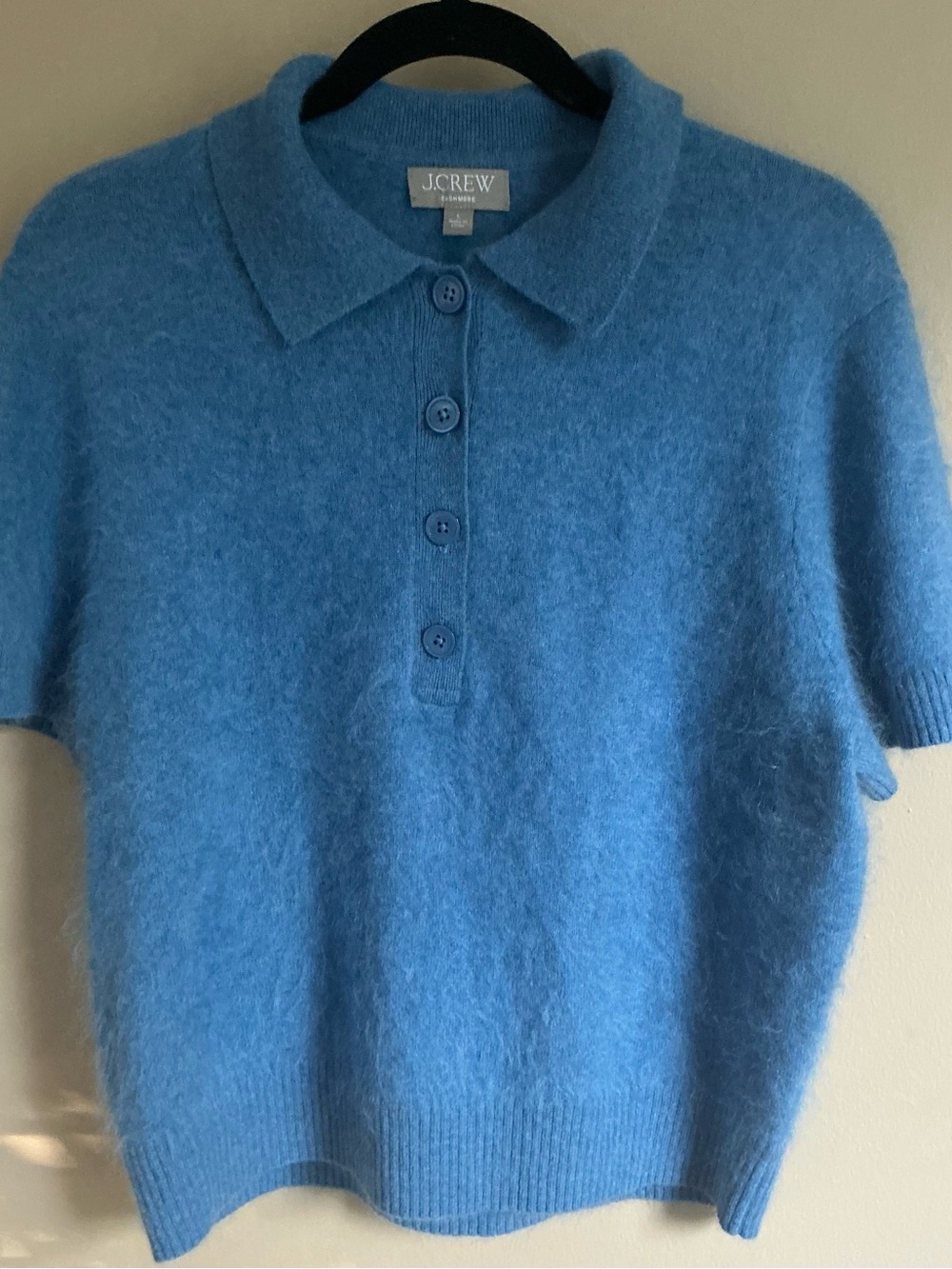 J. Crew Blue Cashmere Polo Cardigan